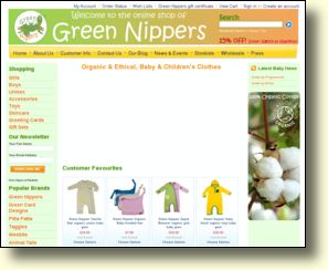WebSite: Green Nippers: Organic baby clothes